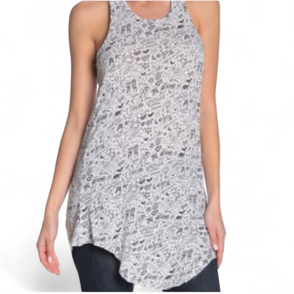 Frank & Eileen Tee Lab extra long layer black white tank top S